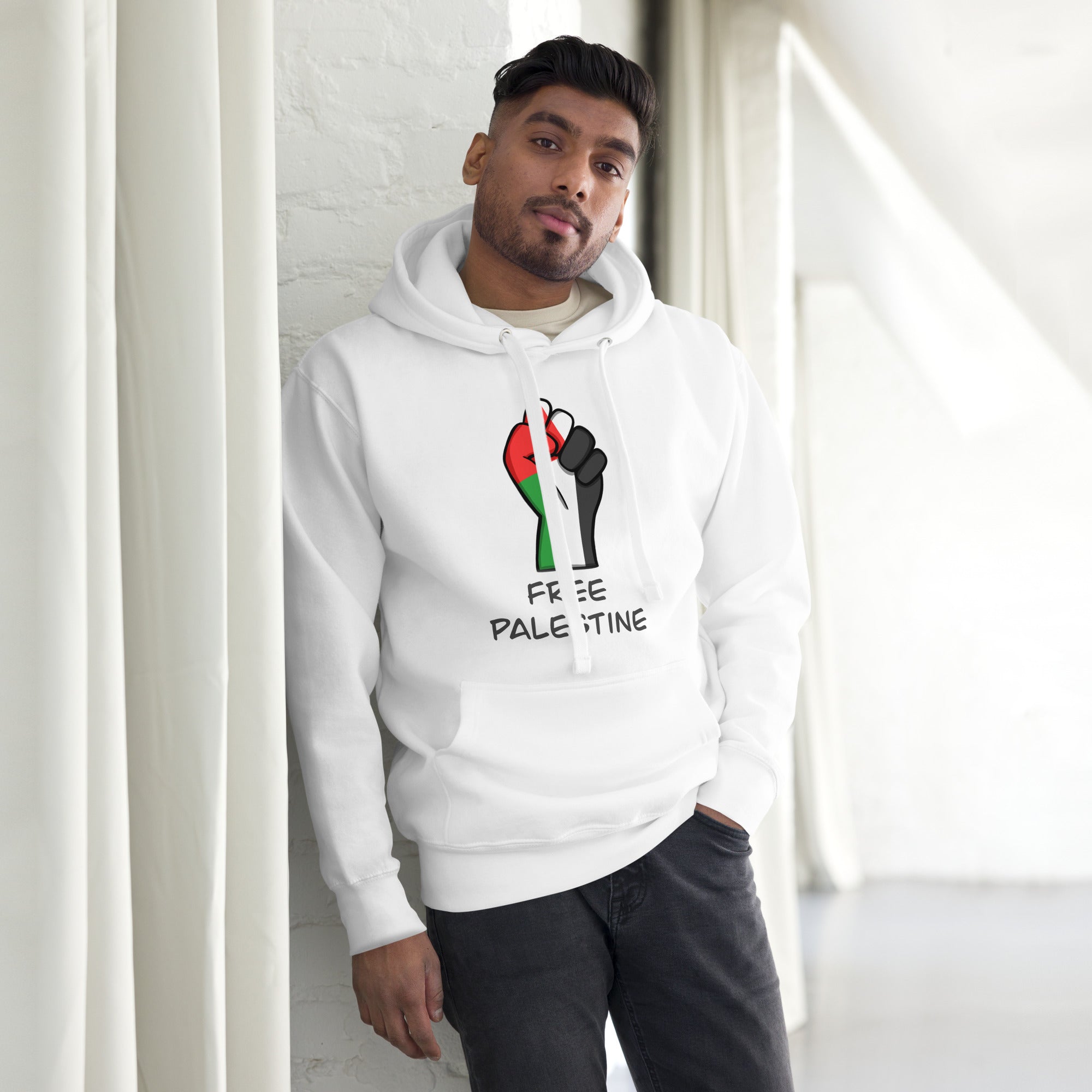 Sweat à Capuche Palestine Free – Imprimé Arabe Et Drapeau – Pour Soutien, Solidarité – Coupe Classique, 100% Coton