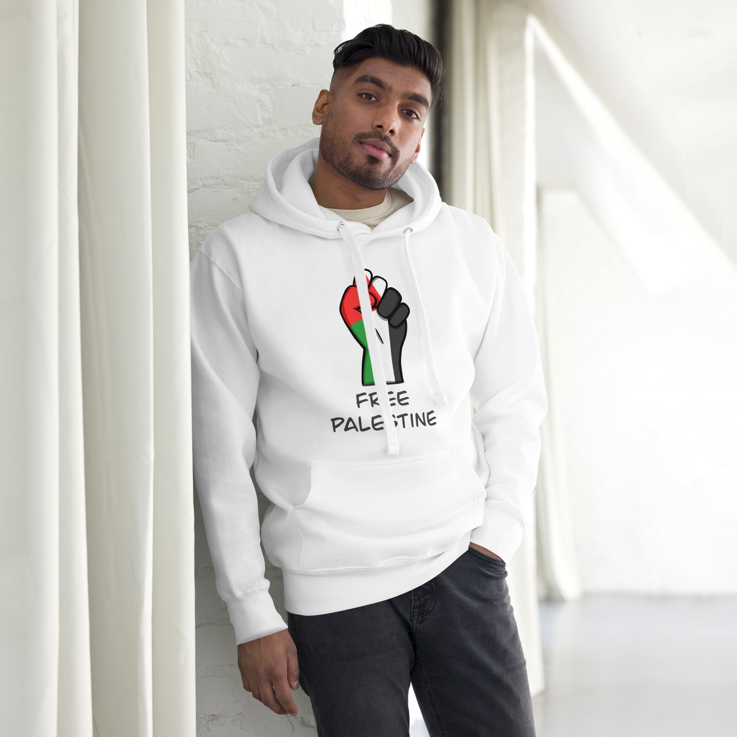 Free Palestine Hoodie - White